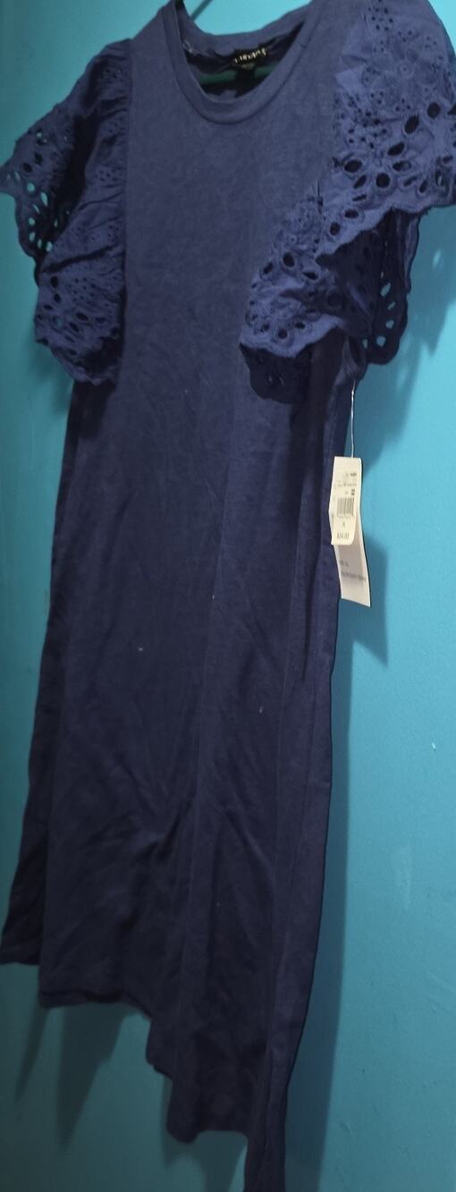 Design 365 Eyelet Sleeve Swing Dress XL Blue NWT